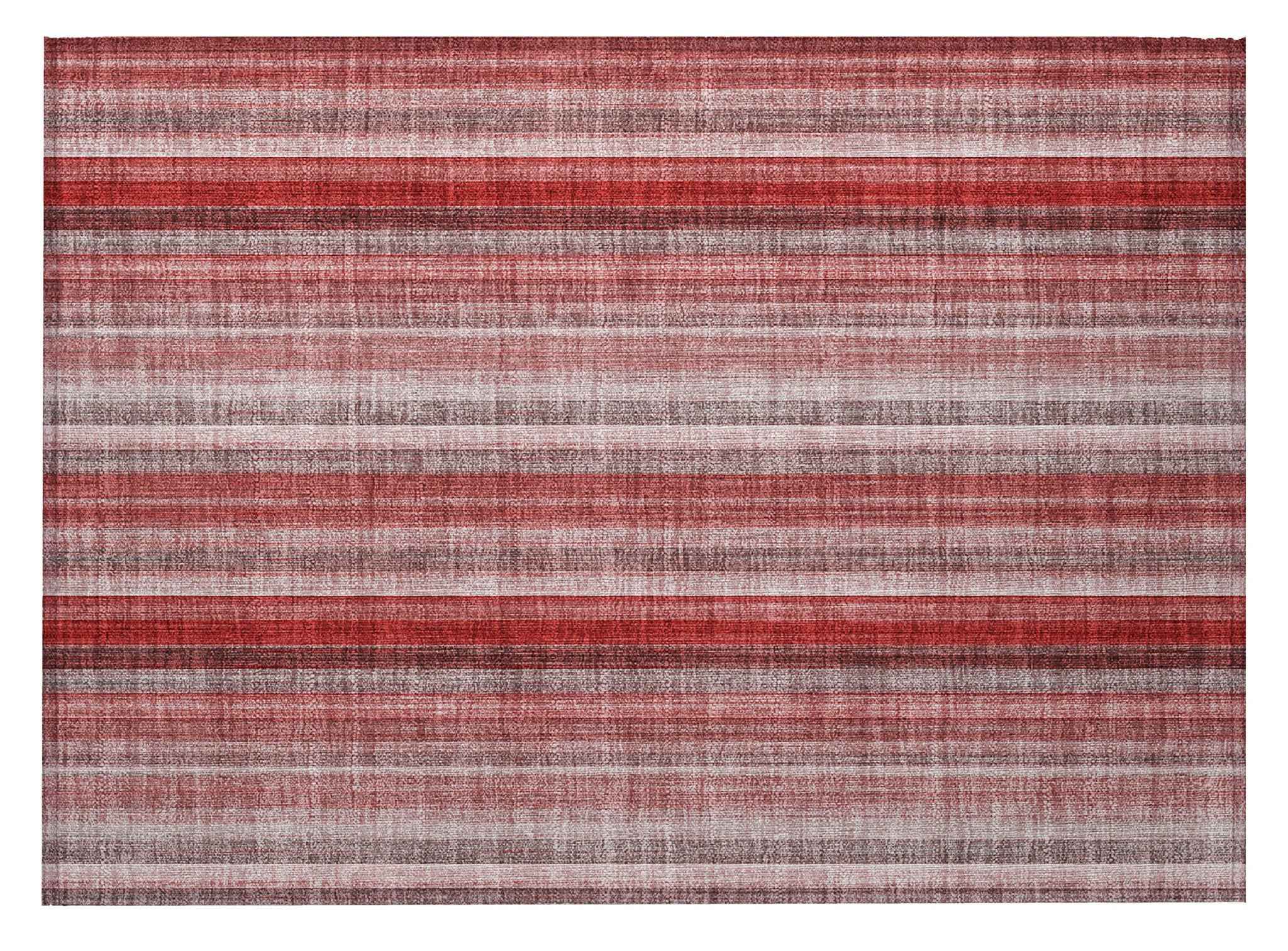 2' X 3' Gray Pink and Red Striped Washable Non Skid Indoor Outdoor Area Rug