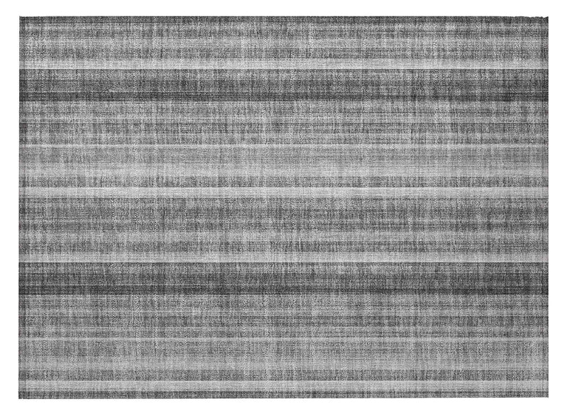 2' X 3' Gray Striped Washable Non Skid Indoor Outdoor Area Rug