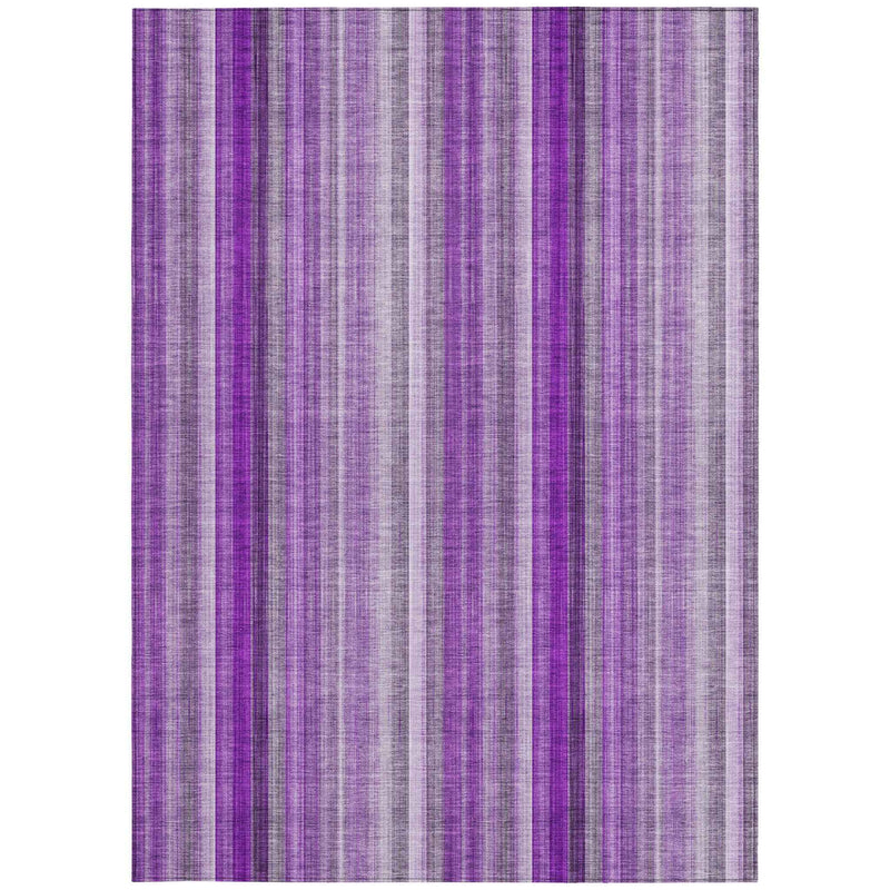 3' X 5' Purple Striped Washable Non Skid Indoor Outdoor Area Rug