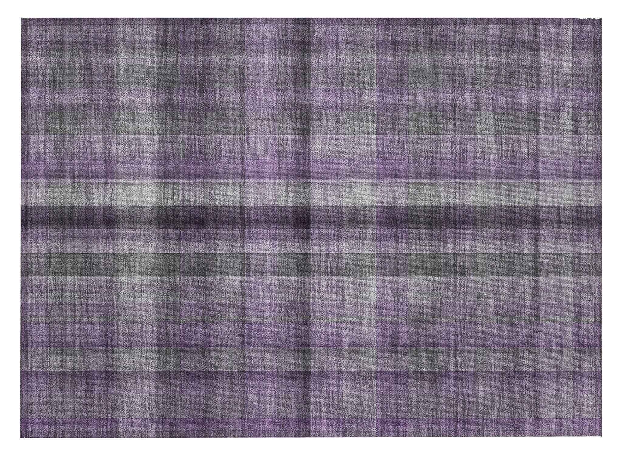 2' X 3' Purple Plaid Washable Non Skid Indoor Outdoor Area Rug