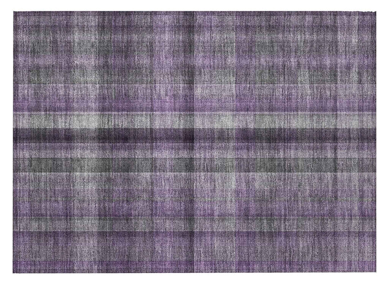 2' X 3' Purple Plaid Washable Non Skid Indoor Outdoor Area Rug