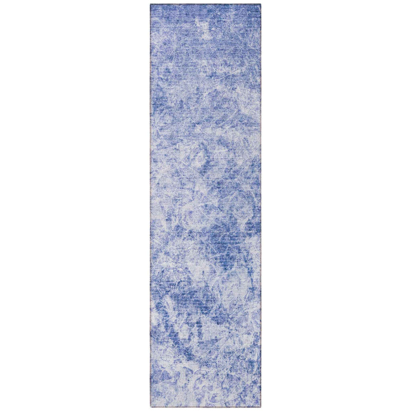 8' Runner Blue Abstract Washable Non Skid Indoor Outdoor Runner Rug