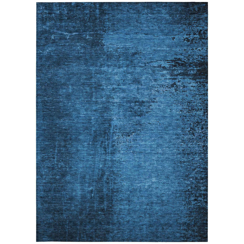 3' X 5' Navy Blue Abstract Washable Non Skid Indoor Outdoor Area Rug