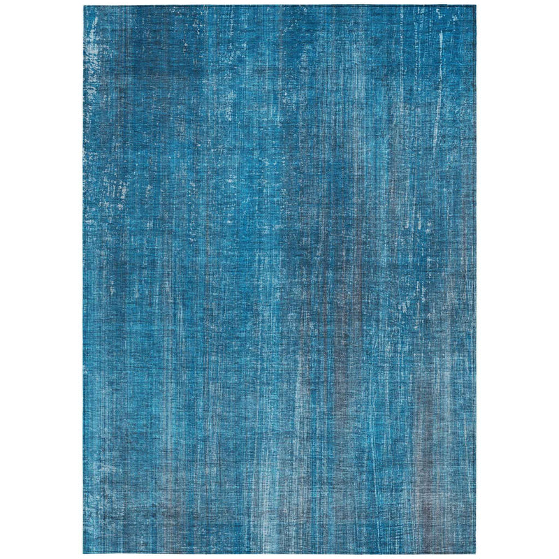 9' X 12' Blue Striped Washable Non Skid Indoor Outdoor Area Rug
