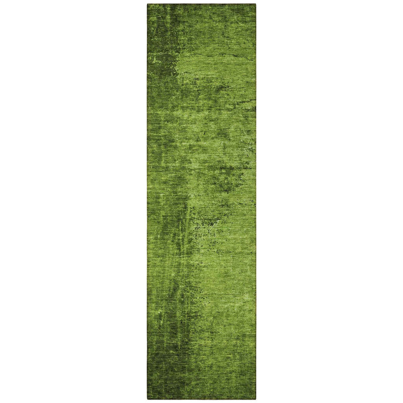 8' Runner Green Abstract Washable Non Skid Indoor Outdoor Runner Rug