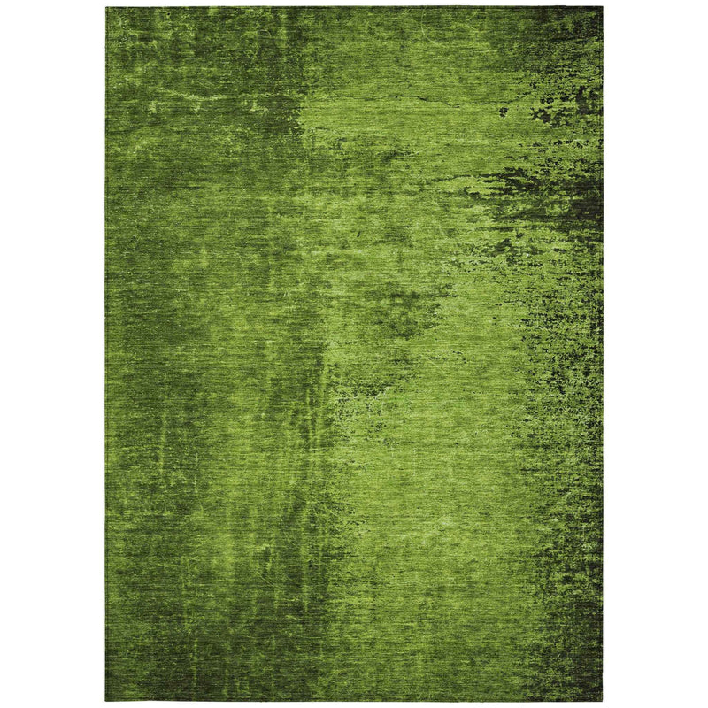 9' X 12' Green Abstract Washable Non Skid Indoor Outdoor Area Rug