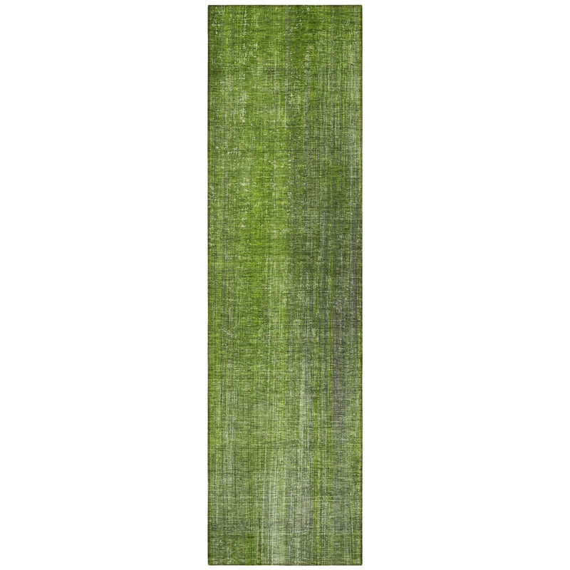 8' Runner Green Striped Washable Non Skid Indoor Outdoor Runner Rug