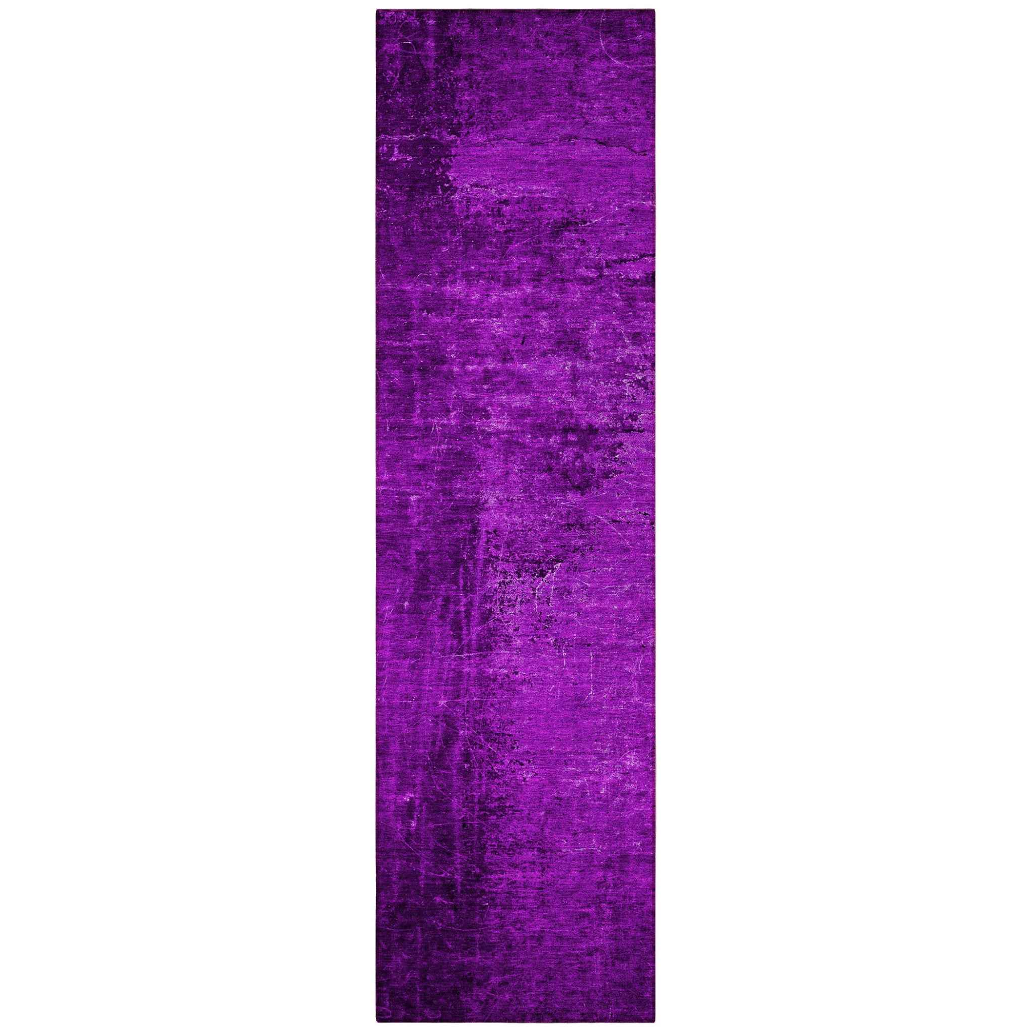8' Runner Purple Abstract Washable Non Skid Indoor Outdoor Runner Rug