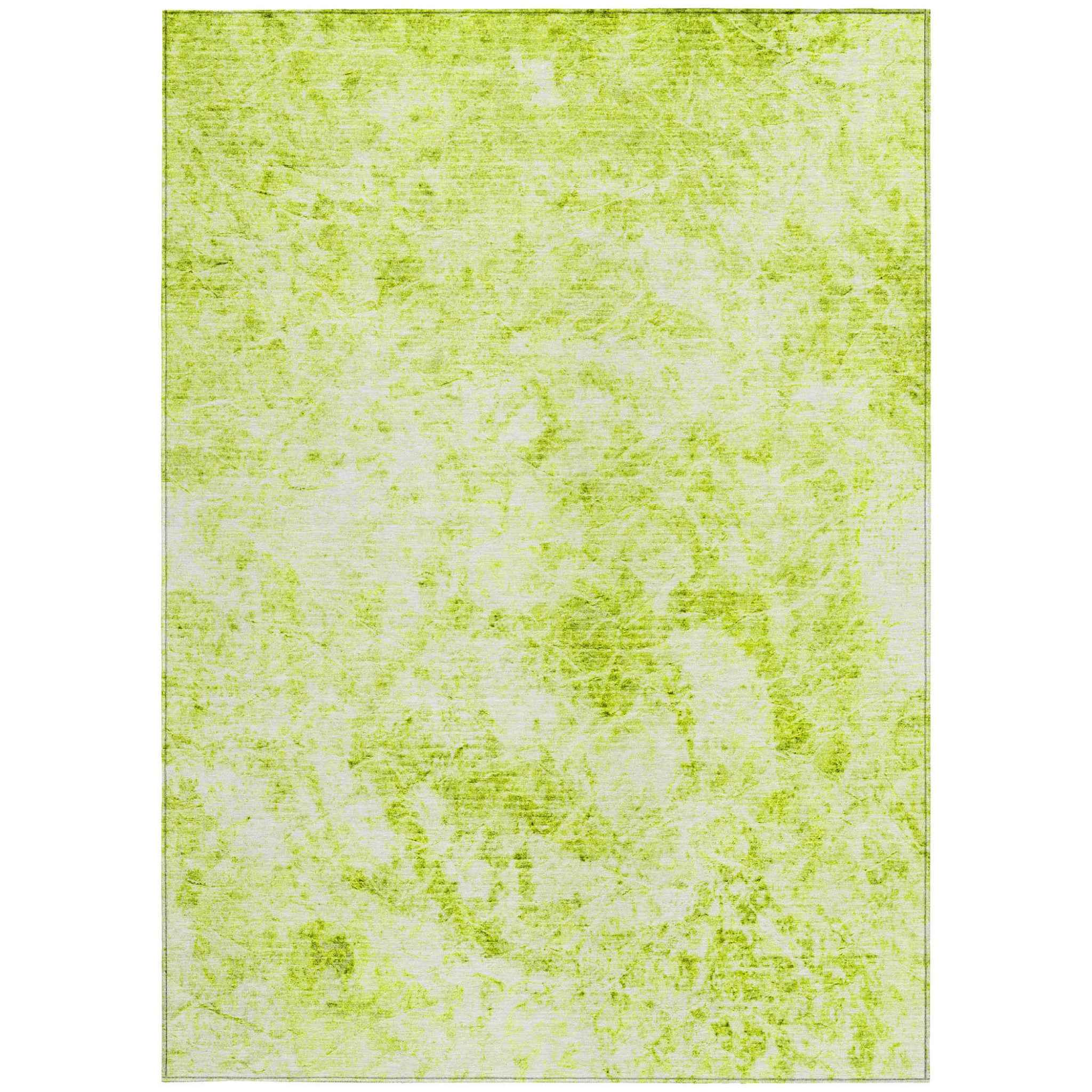 3' X 5' Lime Green Abstract Washable Non Skid Indoor Outdoor Area Rug