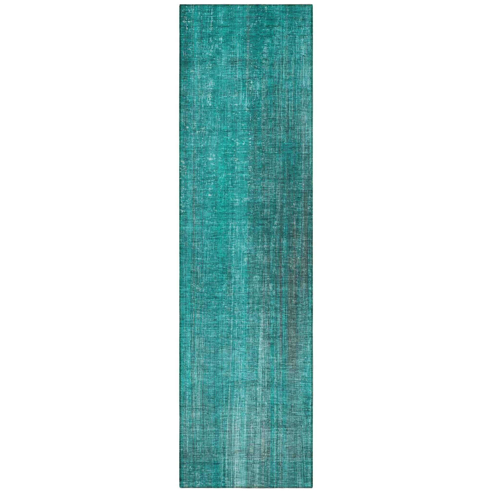 8' Runner Teal Striped Washable Non Skid Indoor Outdoor Runner Rug