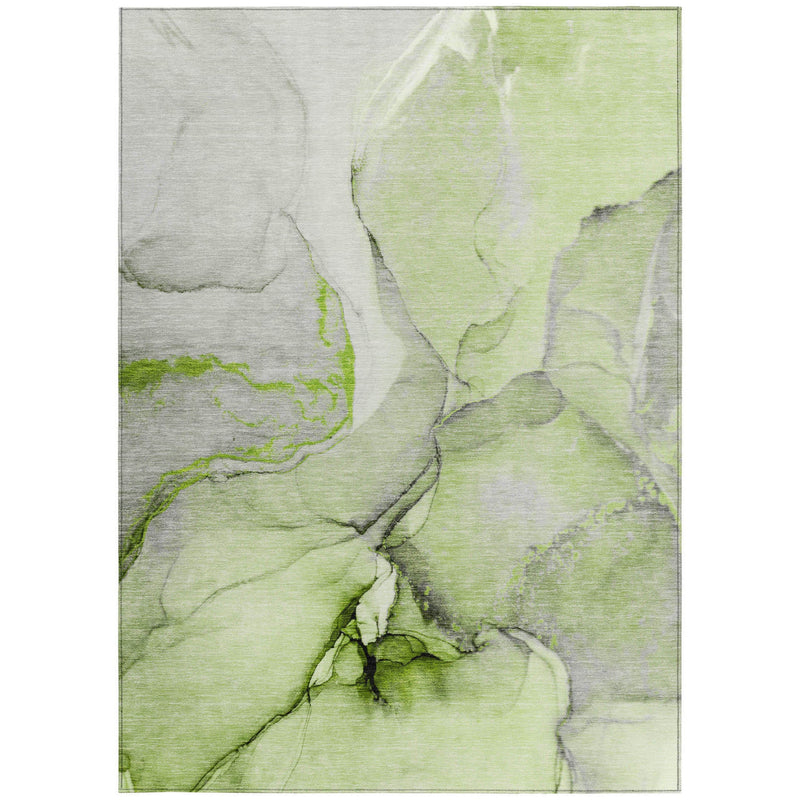 9' X 12' Green Abstract Washable Non Skid Indoor Outdoor Area Rug Homeroots Outdoor