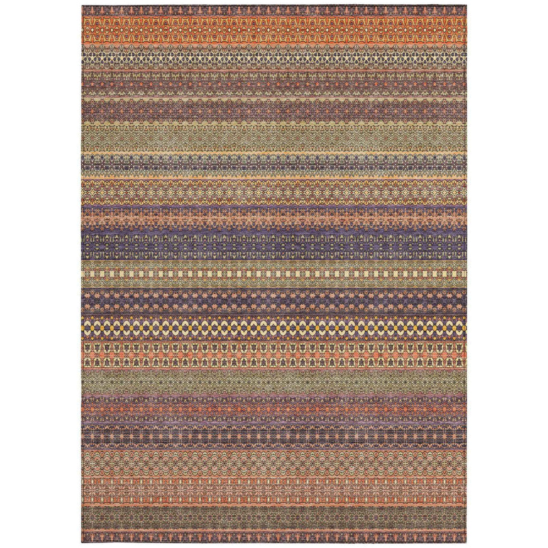 3' X 5' Orange Striped Washable Non Skid Indoor Outdoor Area Rug