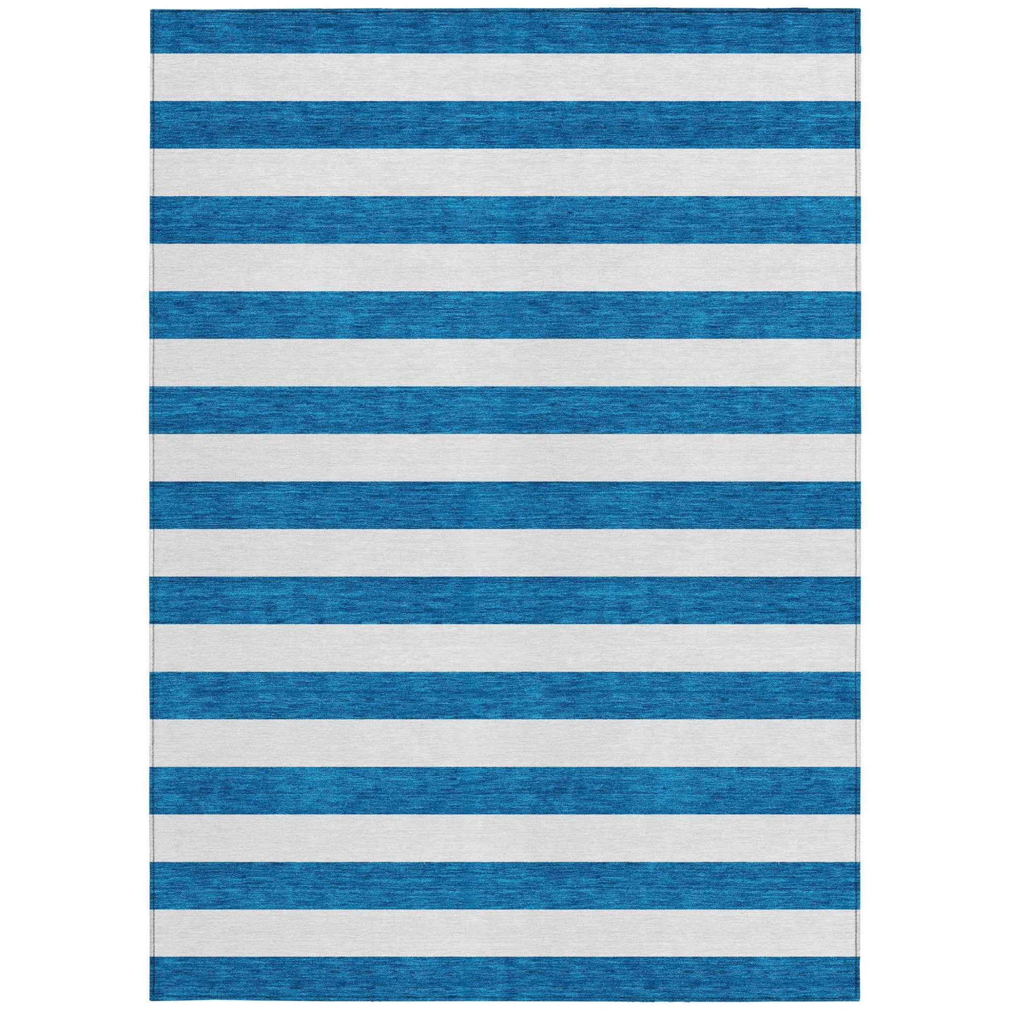3' X 5' Navy Blue Striped Washable Non Skid Indoor Outdoor Area Rug