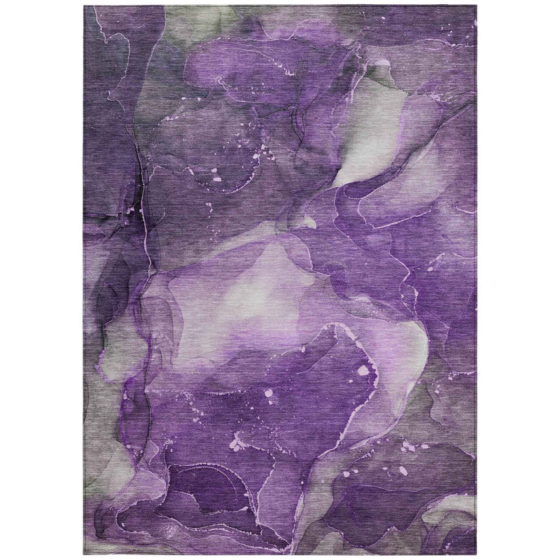 8' X 10' Purple Abstract Washable Non Skid Indoor Outdoor Area Rug