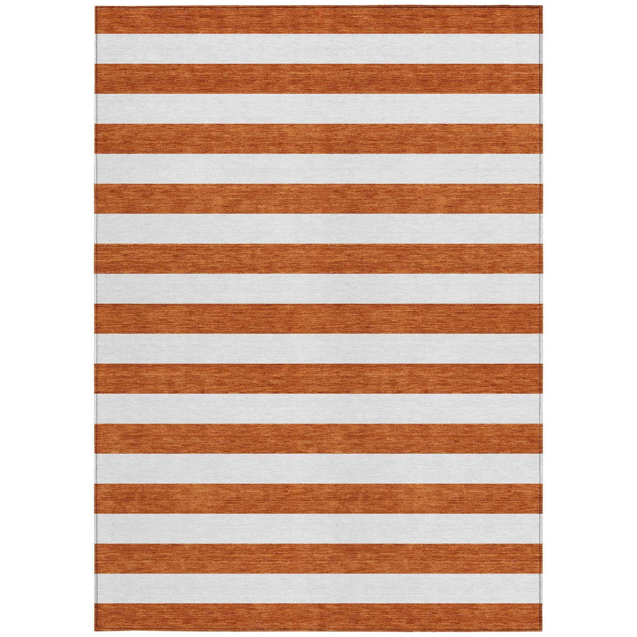 3' X 5' Orange Striped Washable Non Skid Indoor Outdoor Area Rug