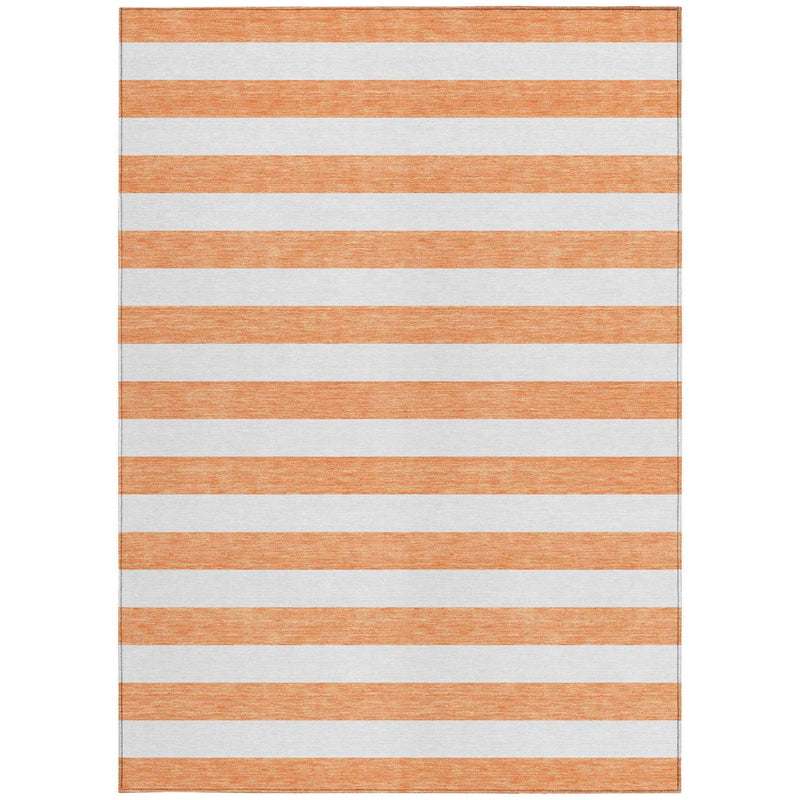 8' X 10' Salmon Striped Washable Non Skid Indoor Outdoor Area Rug