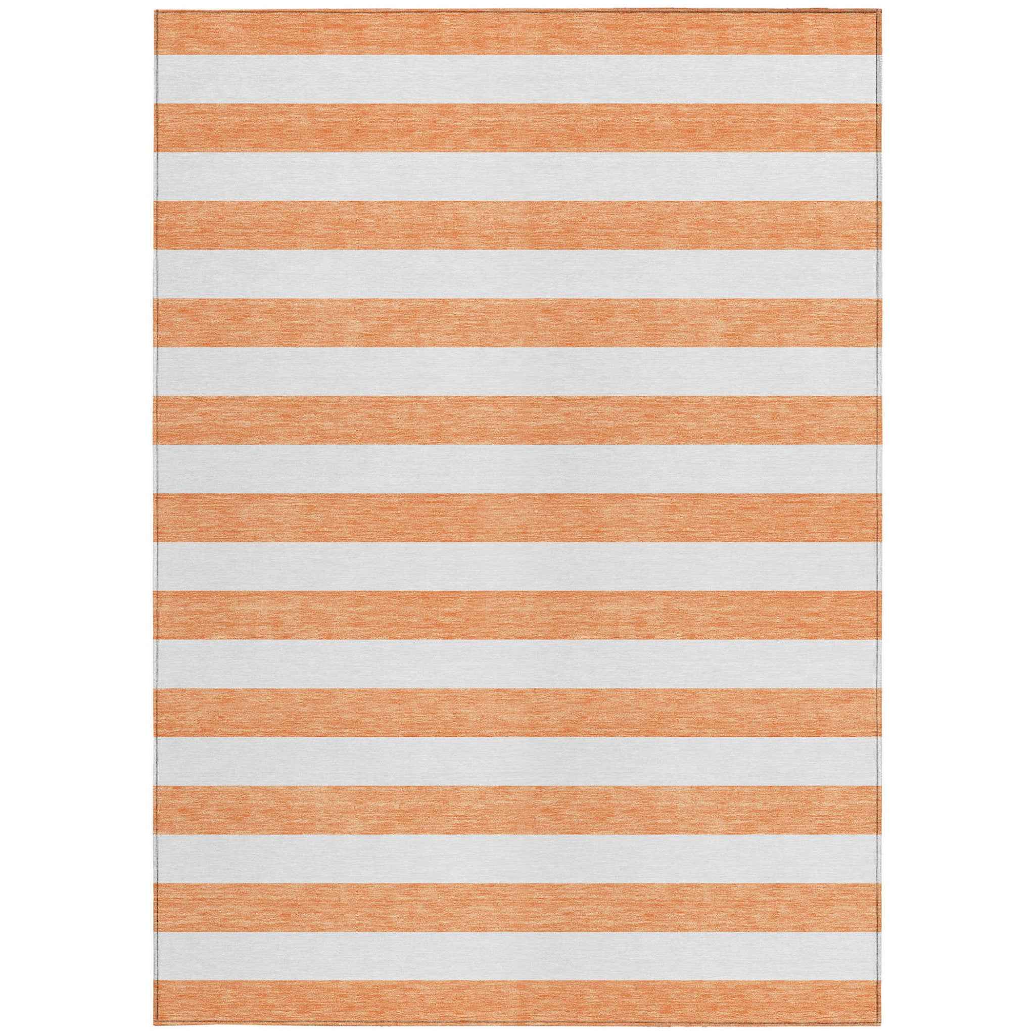 3' X 5' Salmon Striped Washable Non Skid Indoor Outdoor Area Rug