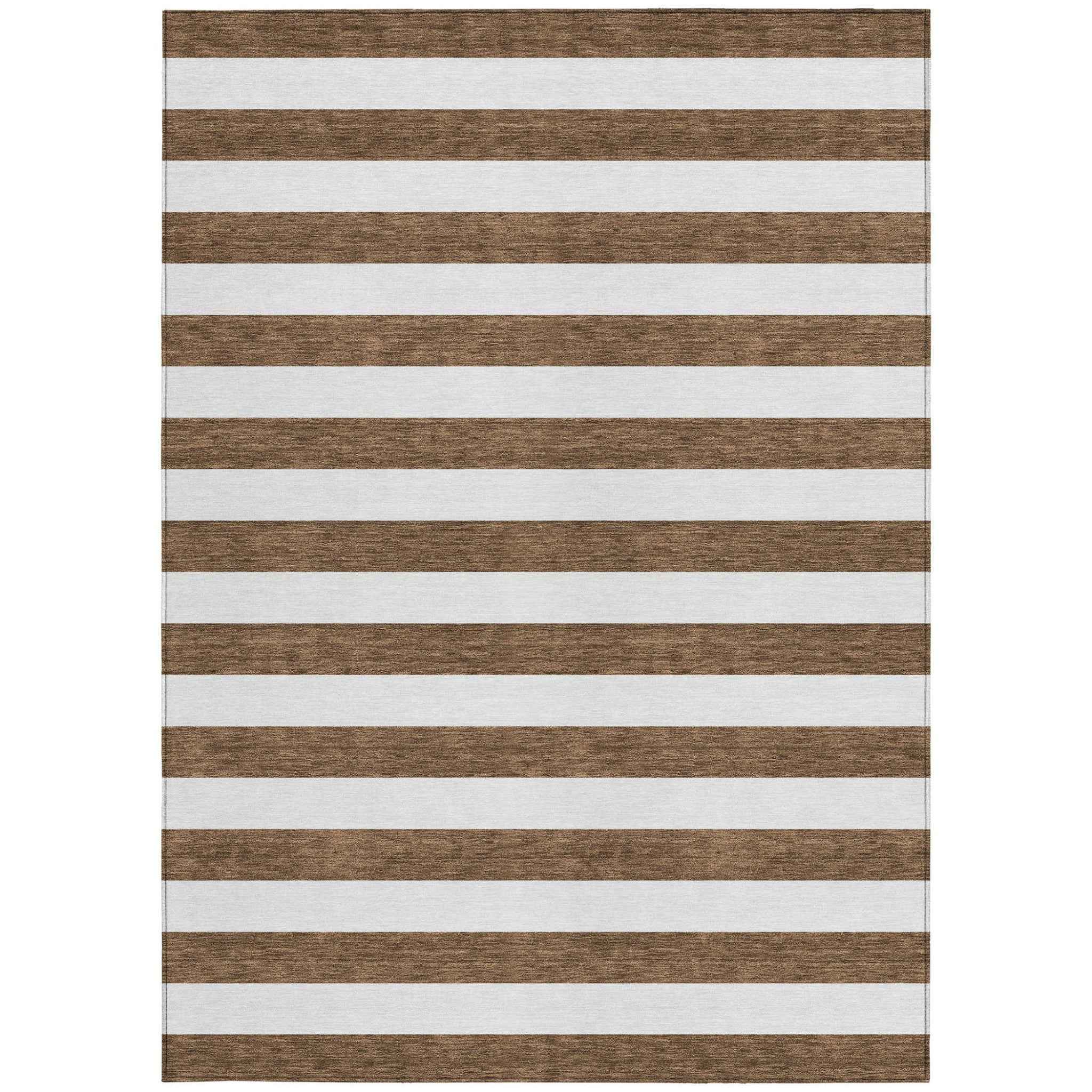 5' X 8' Chocolate Striped Washable Non Skid Indoor Outdoor Area Rug