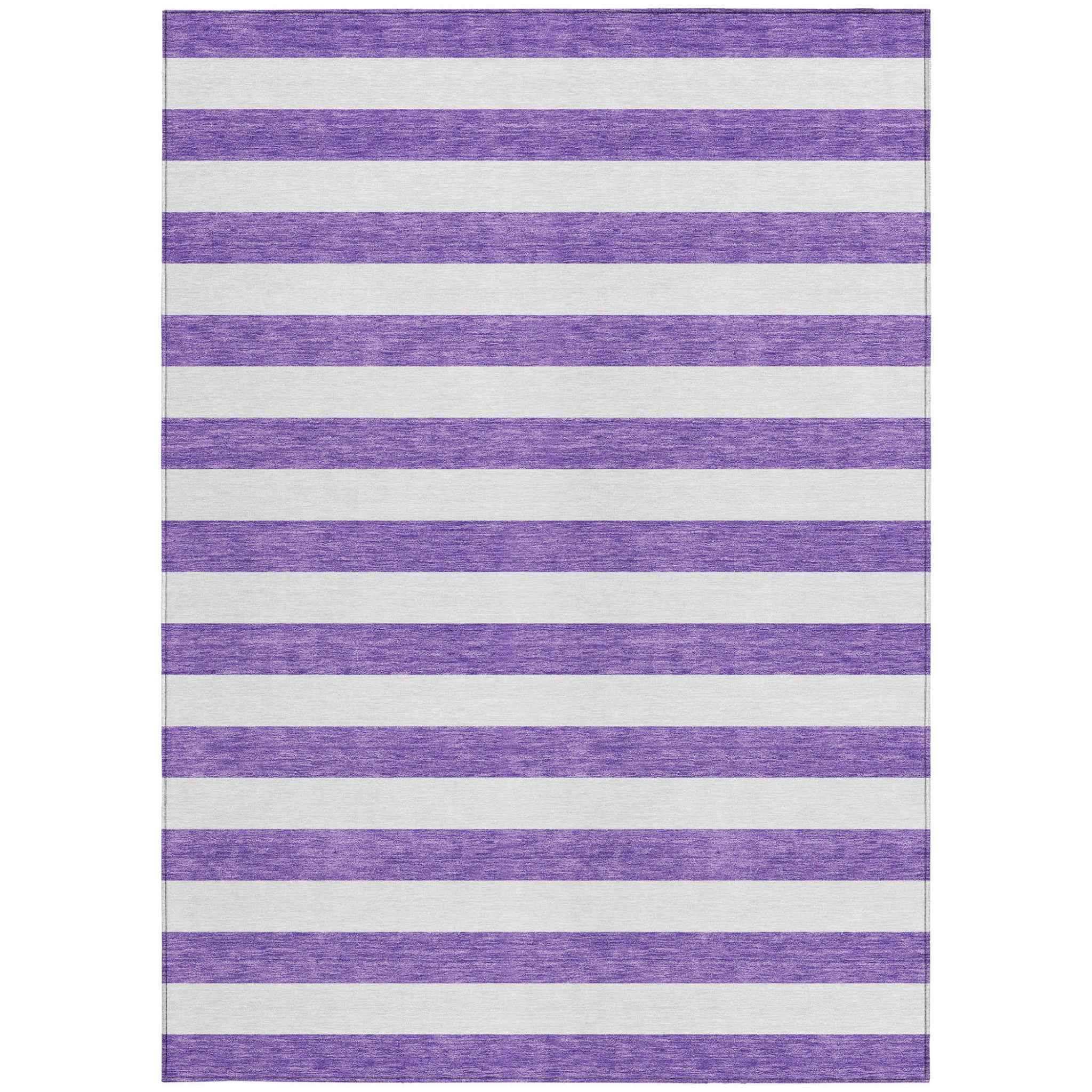 8' X 10' Purple and White Striped Washable Non Skid Indoor Outdoor Area Rug