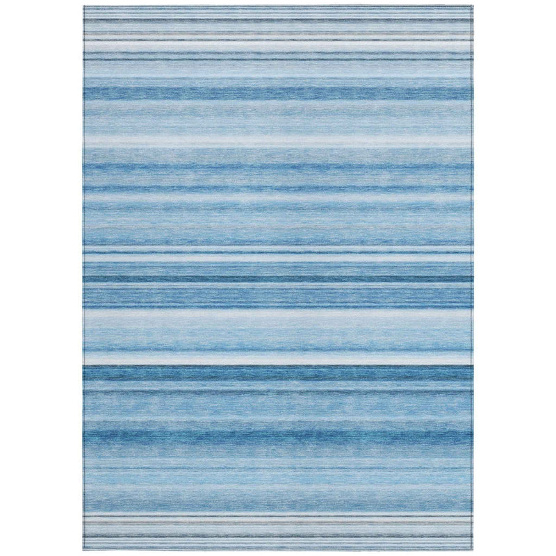 3' X 5' Blue Striped Washable Non Skid Indoor Outdoor Area Rug