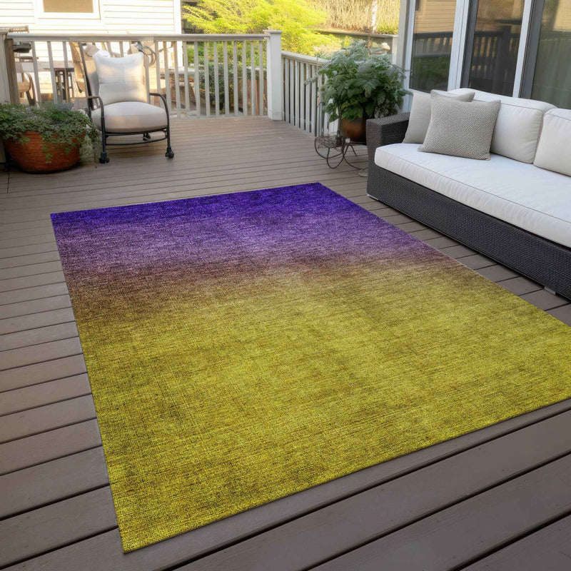 5' X 8' Purple Gold And Blue Ombre Washable Indoor Outdoor Area Rug