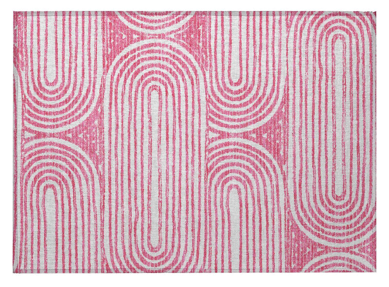 2' X 3' Blush Abstract Washable Non Skid Indoor Outdoor Area Rug