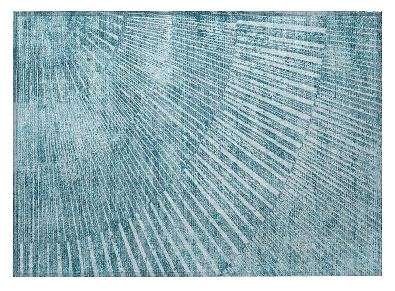 2' X 3' Teal Abstract Washable Non Skid Indoor Outdoor Area Rug