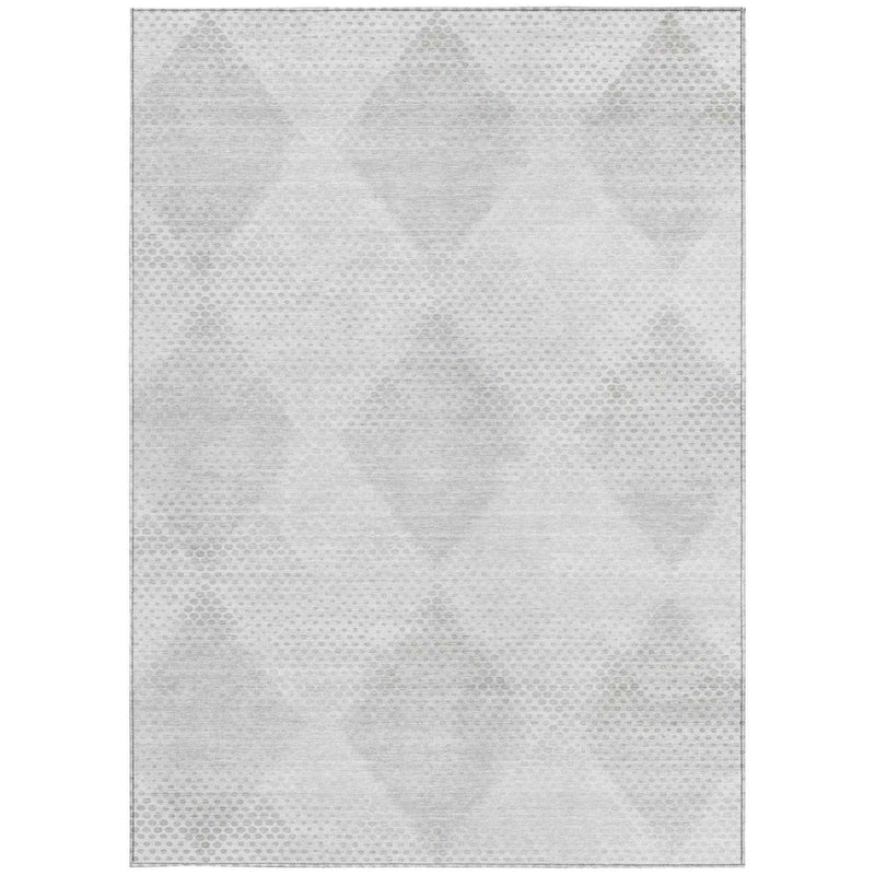 3' X 5' Ivory Geometric Washable Non Skid Indoor Outdoor Area Rug