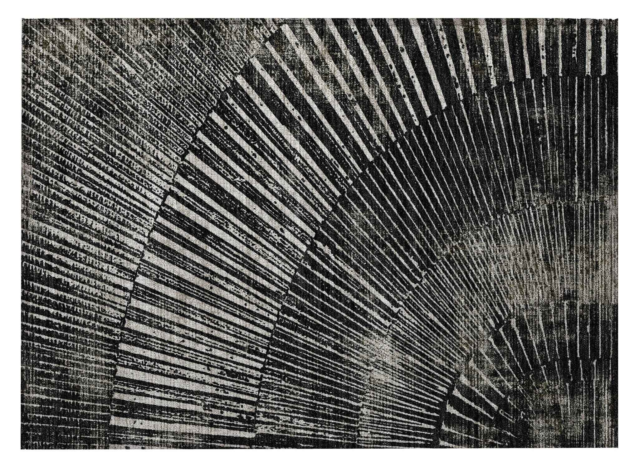 2' X 3' Black and Ivory Abstract Washable Non Skid Indoor Outdoor Area Rug