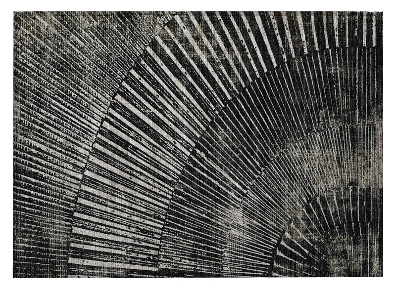 2' X 3' Black and Ivory Abstract Washable Non Skid Indoor Outdoor Area Rug