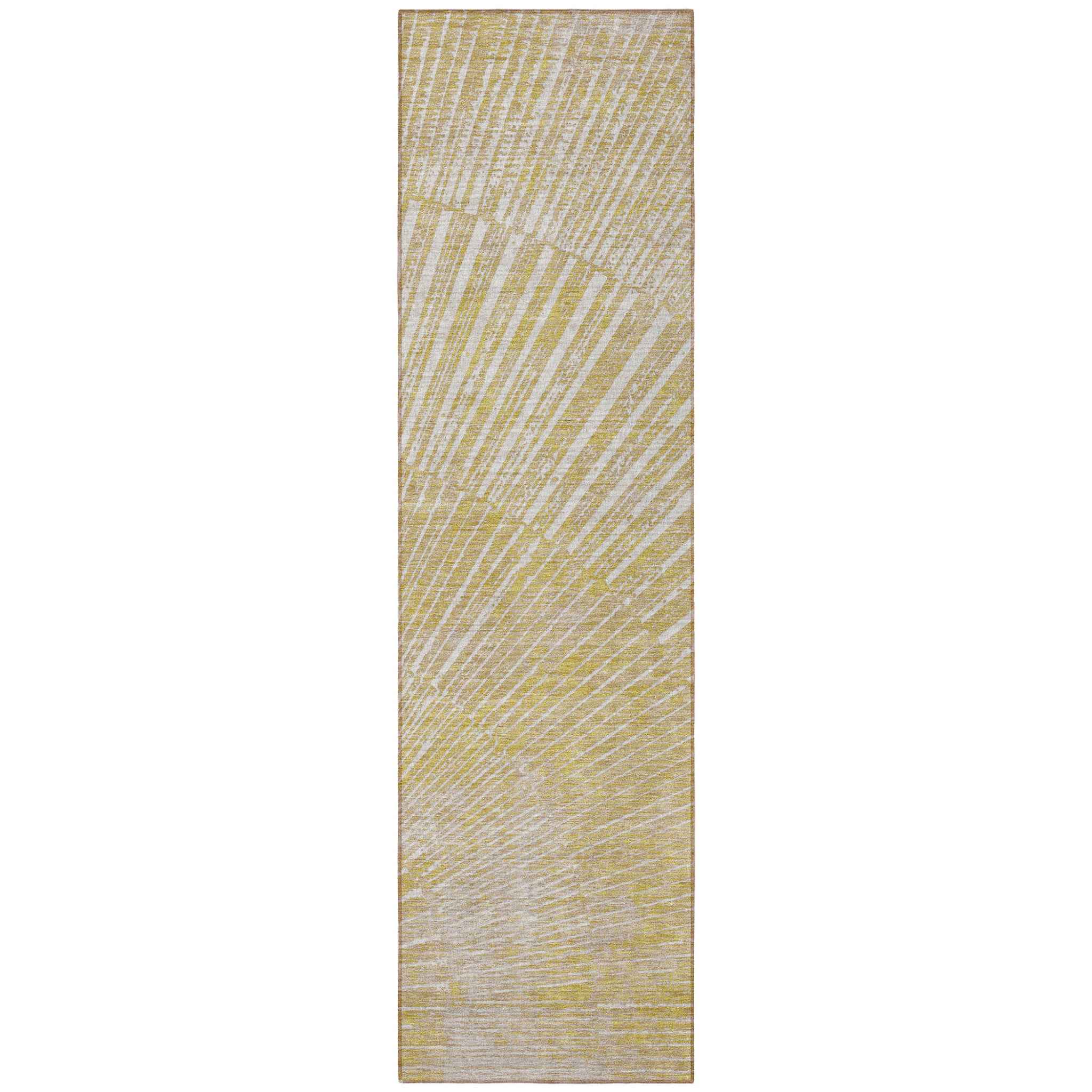 8' Runner Wheat Abstract Washable Non Skid Indoor Outdoor Runner Rug