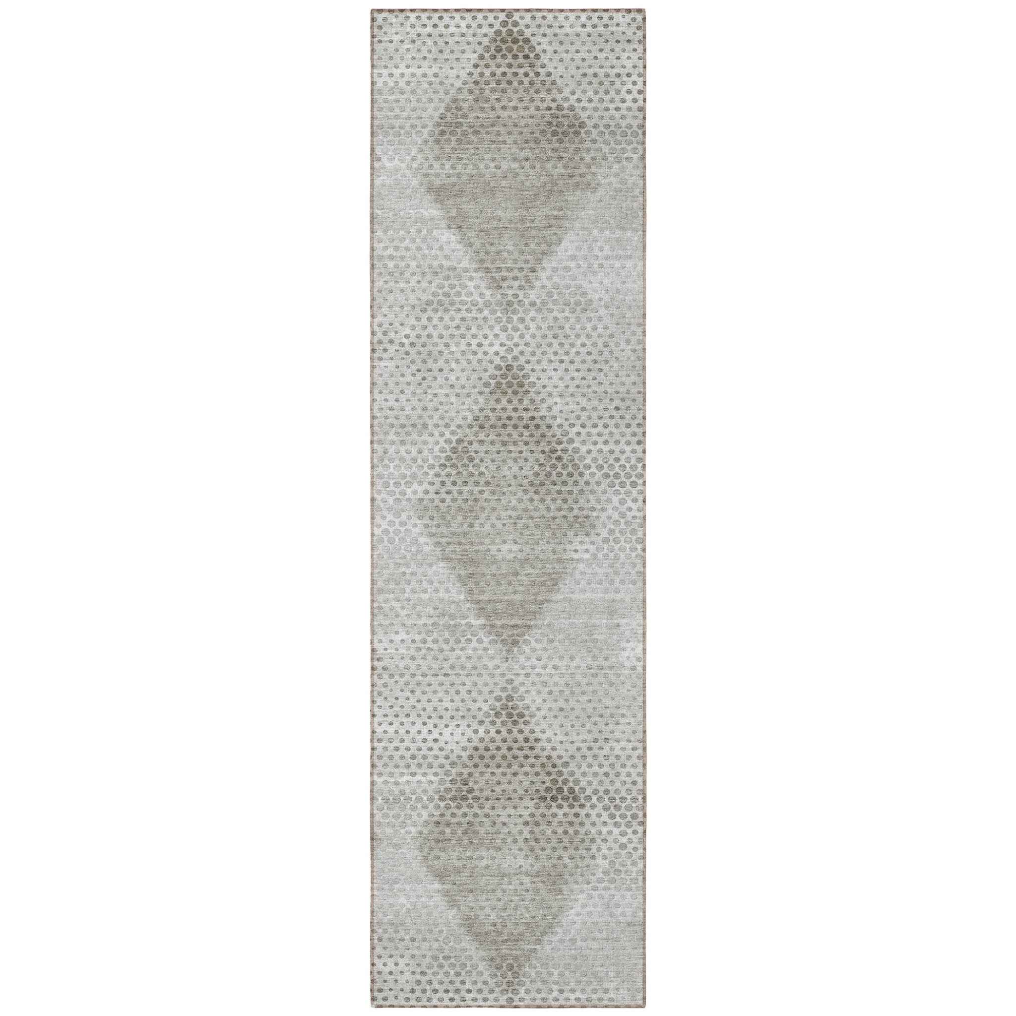 8' Runner Gray Geometric Washable Non Skid Indoor Outdoor Runner Rug