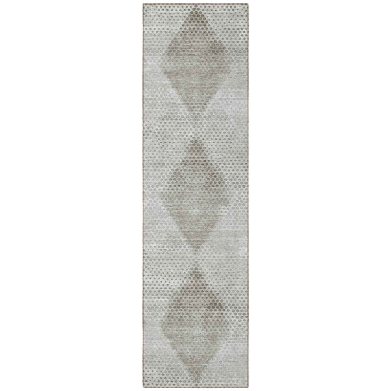 8' Runner Gray Geometric Washable Non Skid Indoor Outdoor Runner Rug
