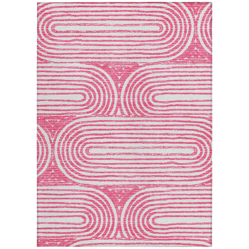 3' X 5' Blush Abstract Washable Non Skid Indoor Outdoor Area Rug