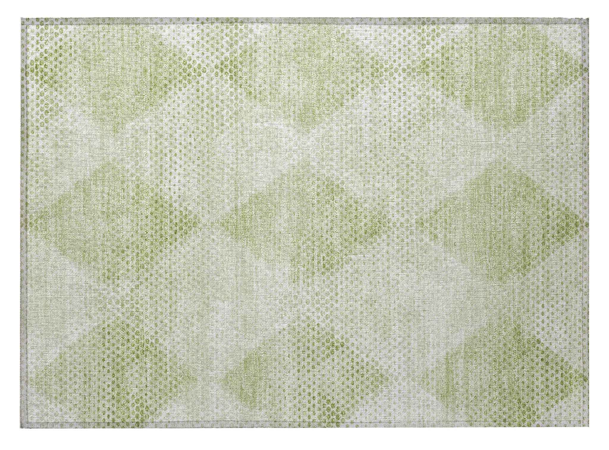 2' X 3' Mint Green Geometric Washable Non Skid Indoor Outdoor Area Rug