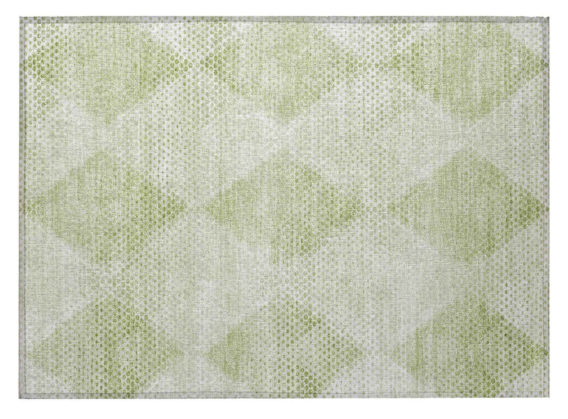 2' X 3' Mint Green Geometric Washable Non Skid Indoor Outdoor Area Rug