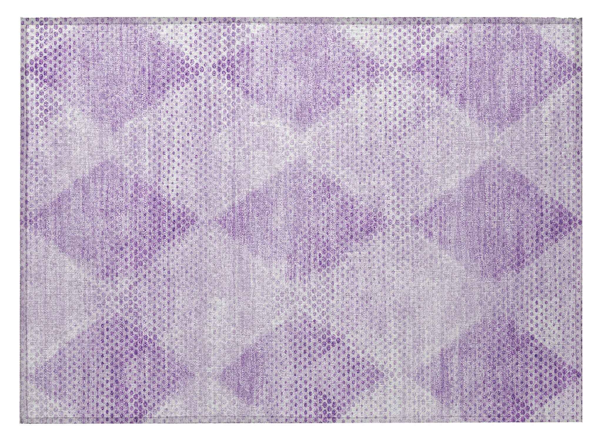 2' X 3' Lavender Geometric Washable Non Skid Indoor Outdoor Area Rug