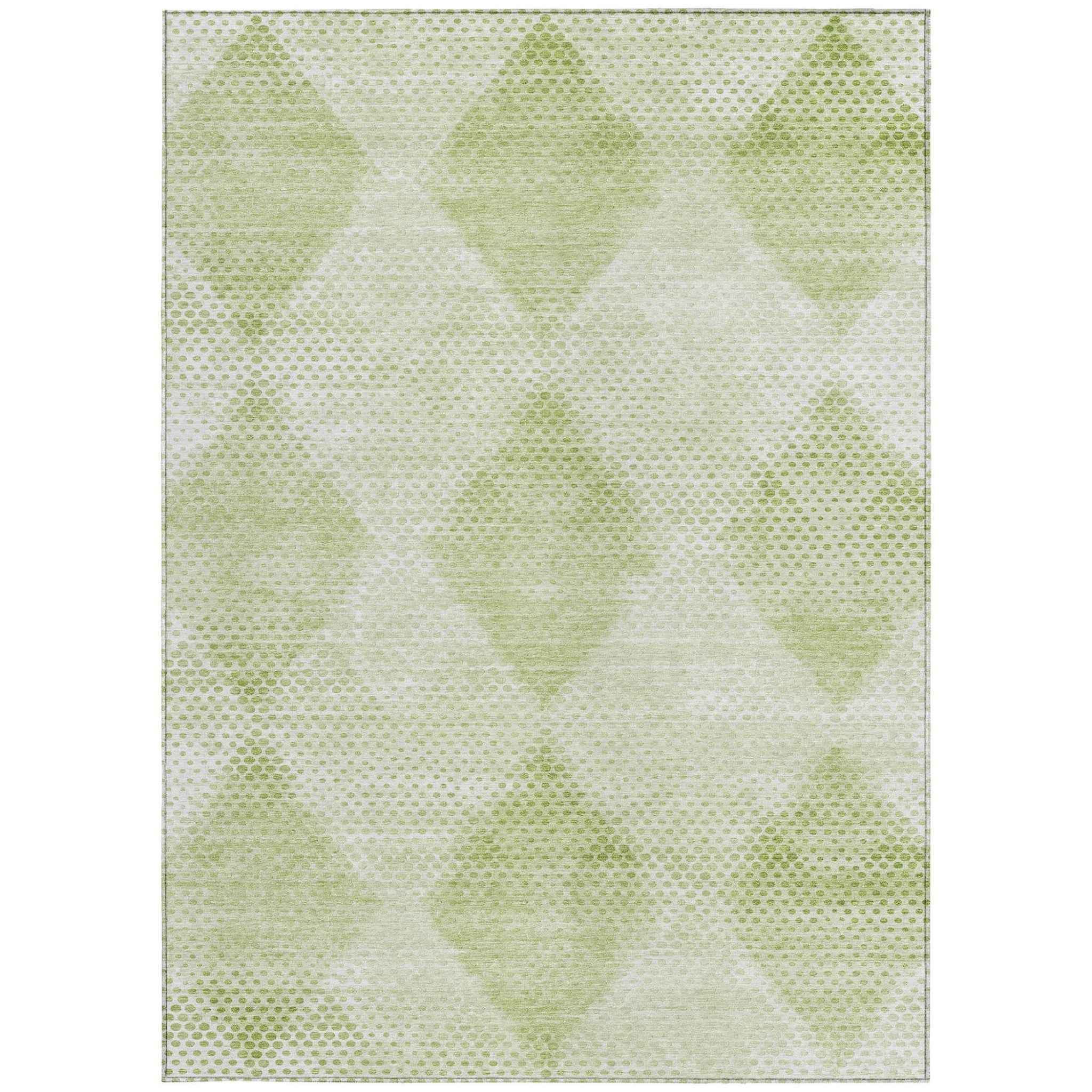 3' X 5' Mint Green Geometric Washable Non Skid Indoor Outdoor Area Rug
