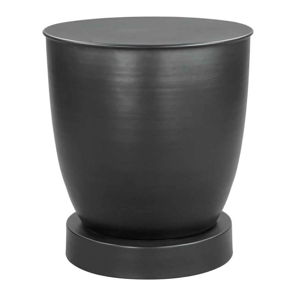 20" Black Iron Round Pedestal End Table