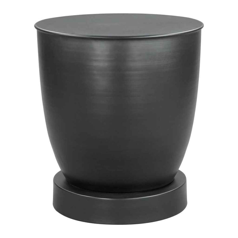 20" Black Iron Round Pedestal End Table