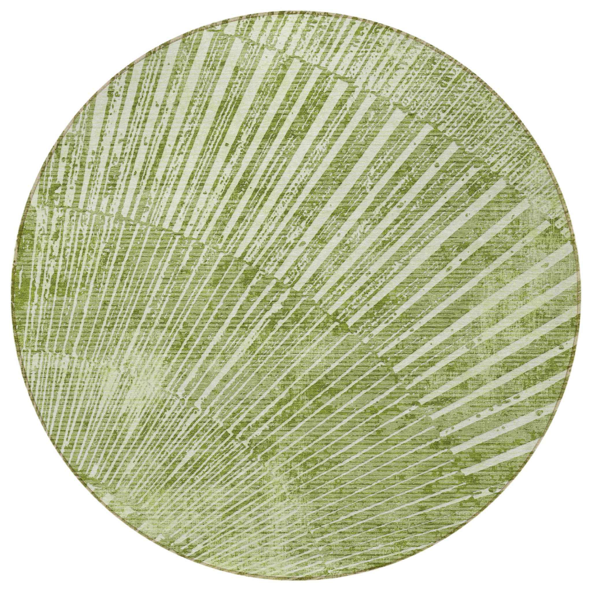 8' Round Sage Round Abstract Washable Non Skid Indoor Outdoor Area Rug