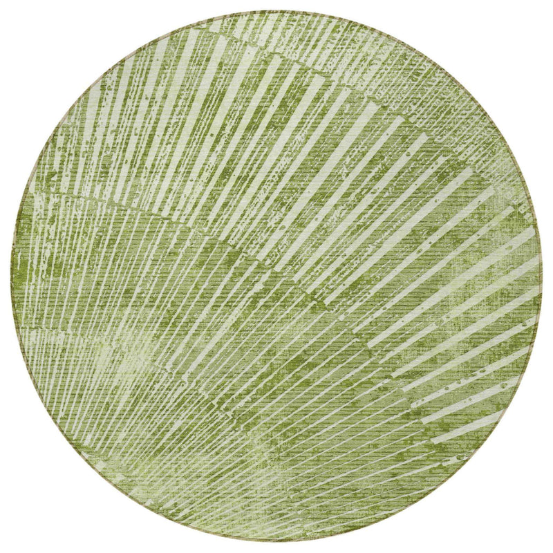 8' Round Sage Round Abstract Washable Non Skid Indoor Outdoor Area Rug
