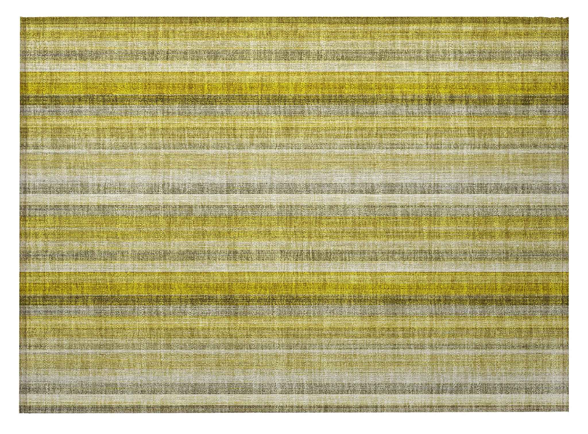 2' X 3' Gold Striped Washable Non Skid Indoor Outdoor Area Rug