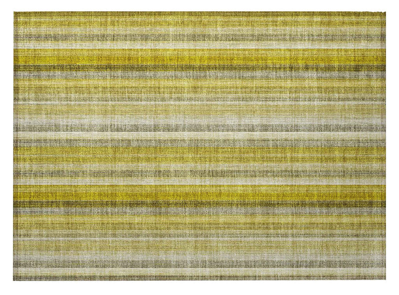 2' X 3' Gold Striped Washable Non Skid Indoor Outdoor Area Rug