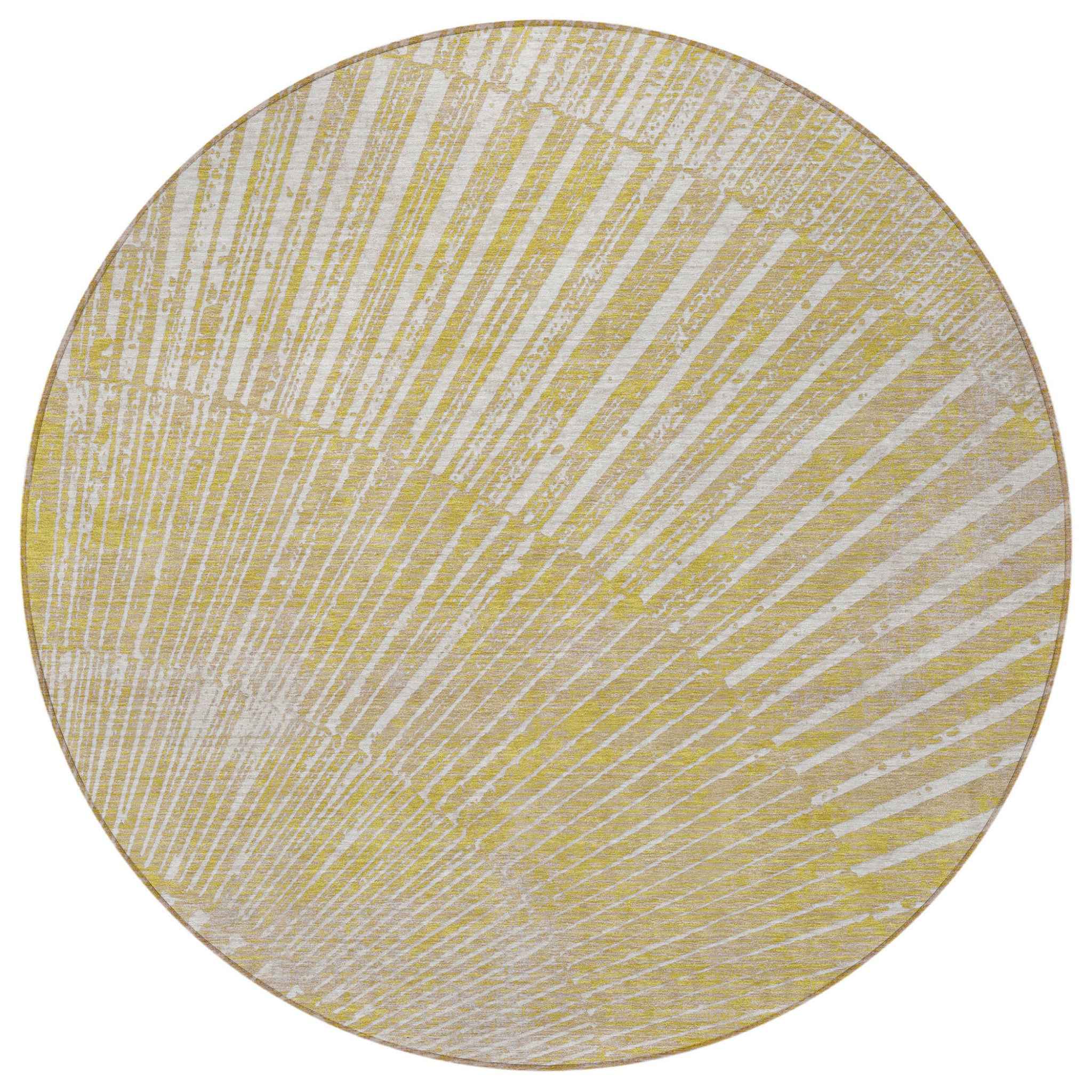 8' Round Wheat Round Abstract Washable Non Skid Indoor Outdoor Area Rug