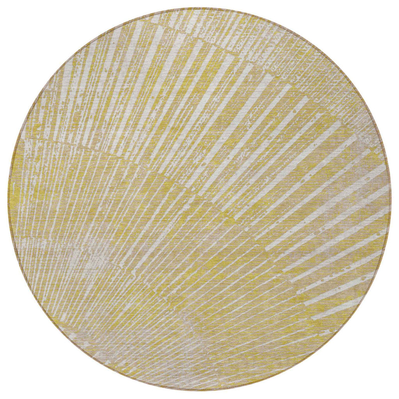 8' Round Wheat Round Abstract Washable Non Skid Indoor Outdoor Area Rug
