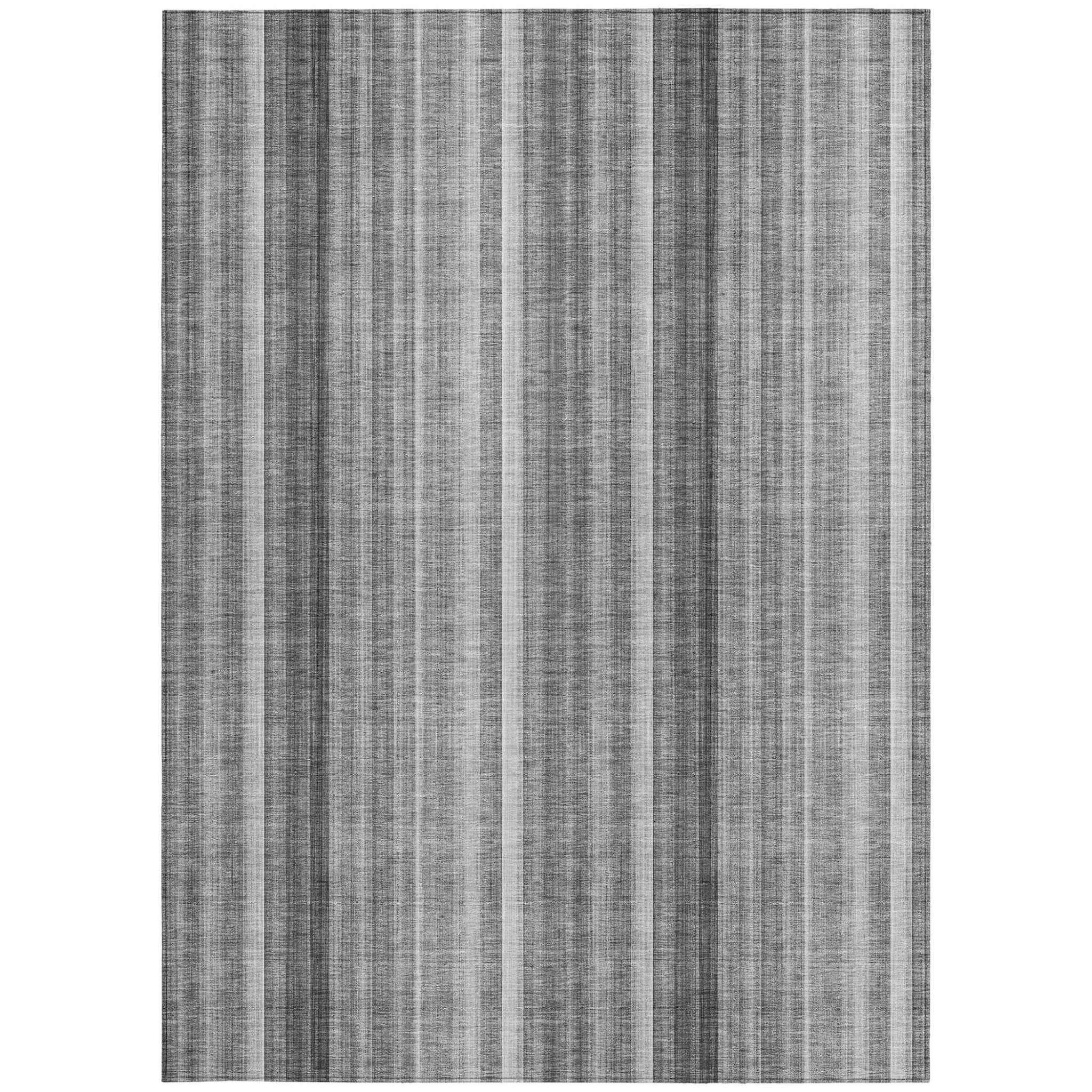 3' X 5' Gray Striped Washable Non Skid Indoor Outdoor Area Rug