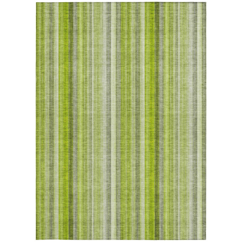 3' X 5' Green Striped Washable Non Skid Indoor Outdoor Area Rug