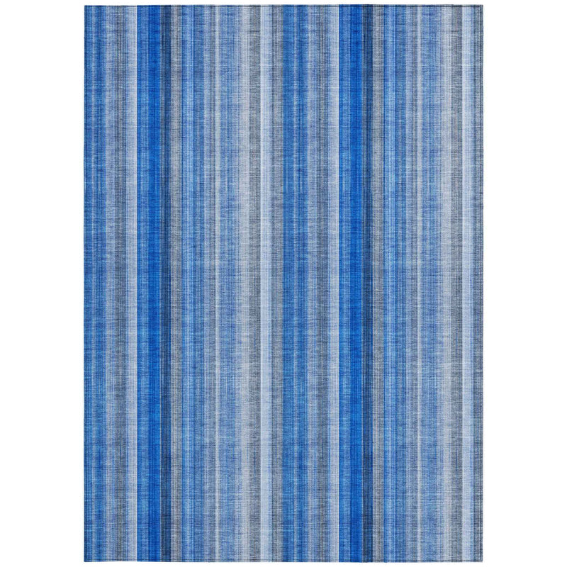 3' X 5' Blue Striped Washable Non Skid Indoor Outdoor Area Rug