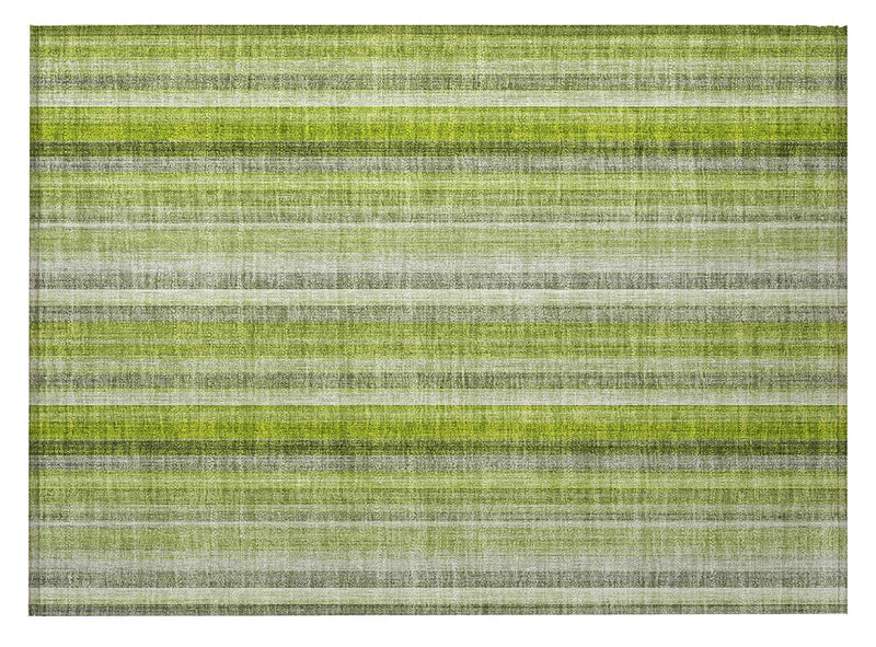 2' X 3' Green Striped Washable Non Skid Indoor Outdoor Area Rug